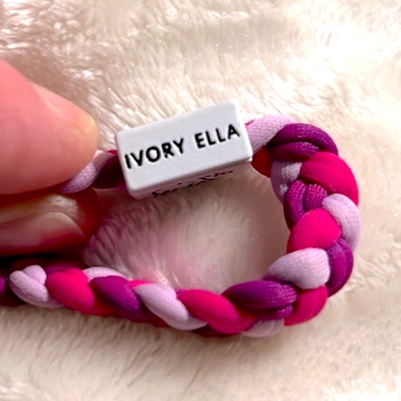 NWOT 🐘 IVORY ELLA 6” - 9” PINK & PURPLE BRAIDED ELEPHANT STRETCH BRACELET OS - Picture 3 of 4